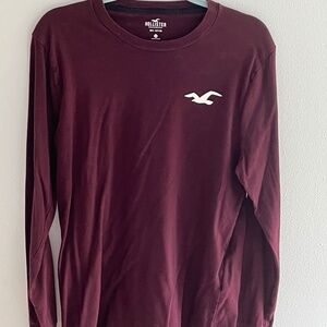 Hollister Men's Maroon Long Sleeve Shirt Size M
